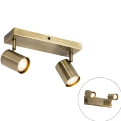 QAZQA Schlafzimmerlampen|Küchenlampen*Moderne Deckenleuchte Bronze 2-flammig verstellbar rechteckig - Jeana