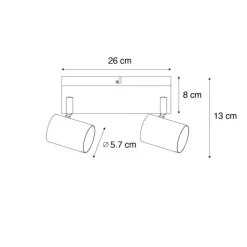 QAZQA Schlafzimmerlampen|Küchenlampen*Moderne Deckenleuchte Bronze 2-flammig verstellbar rechteckig - Jeana