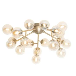 QAZQA Küchenlampen|Esszimmerlampen*Moderne Deckenleuchte Bronze mit Bernsteinglas 20 Lichter - Bianca