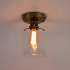 QAZQA Schlafzimmerlampen|Küchenlampen*Moderne Deckenleuchte Bronze mit Glaskuppel