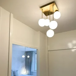 QAZQA Deckenleuchten|Wohnzimmerlampen*Moderne Deckenleuchte gold mit Opalglas 5-flammig - Athens