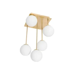 QAZQA Deckenleuchten|Wohnzimmerlampen*Moderne Deckenleuchte gold mit Opalglas 5-flammig - Athens