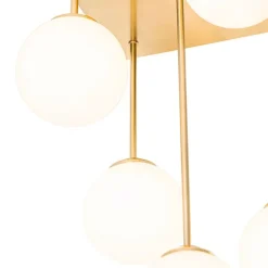 QAZQA Deckenleuchten|Wohnzimmerlampen*Moderne Deckenleuchte gold mit Opalglas 5-flammig - Athens