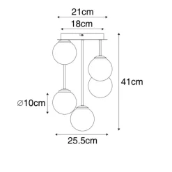 QAZQA Deckenleuchten|Wohnzimmerlampen*Moderne Deckenleuchte gold mit Opalglas 5-flammig - Athens