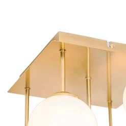 QAZQA Deckenleuchten|Wohnzimmerlampen*Moderne Deckenleuchte gold mit Opalglas 5-flammig - Athens