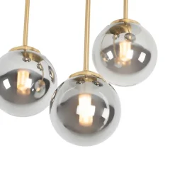 QAZQA Deckenleuchten|Wohnzimmerlampen*Moderne Deckenleuchte Gold 5-Licht mit Rauchglas - Athen