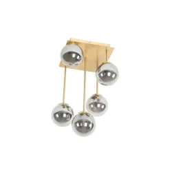 QAZQA Deckenleuchten|Wohnzimmerlampen*Moderne Deckenleuchte Gold 5-Licht mit Rauchglas - Athen
