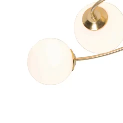 QAZQA Deckenleuchten|Esszimmerlampen*Moderne Deckenleuchte Gold mit Opalglas 6 Lichter - Athens