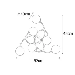 QAZQA Deckenleuchten|Esszimmerlampen*Moderne Deckenleuchte Gold mit Opalglas 6 Lichter - Athens