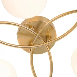 QAZQA Deckenleuchten|Esszimmerlampen*Moderne Deckenleuchte Gold mit Opalglas 6 Lichter - Athens