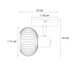QAZQA Deckenstrahler|Aufbaustrahler*Moderne Deckenleuchte Gold mit rundem Bernsteinglas - Teddy