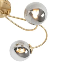 QAZQA Deckenleuchten|Wohnzimmerlampen*Moderne Deckenleuchte Gold 4-Licht mit Rauchglas - Athen