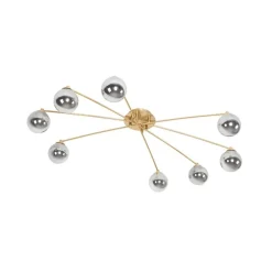 QAZQA Schlafzimmerlampen|Küchenlampen*Moderne Deckenleuchte Gold 8-Lichter mit Rauchglas - Athen