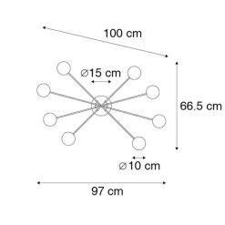 QAZQA Schlafzimmerlampen|Küchenlampen*Moderne Deckenleuchte Gold 8-Lichter mit Rauchglas - Athen