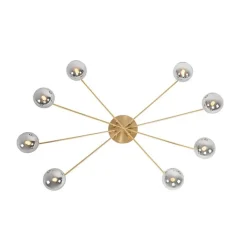QAZQA Schlafzimmerlampen|Küchenlampen*Moderne Deckenleuchte Gold 8-Lichter mit Rauchglas - Athen