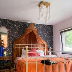 QAZQA Deckenleuchten|Wohnzimmerlampen*Moderne Deckenleuchte Gold mit Opalglas 9 Lichter - Athens