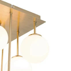 QAZQA Deckenleuchten|Wohnzimmerlampen*Moderne Deckenleuchte Gold mit Opalglas 9 Lichter - Athens