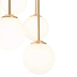 QAZQA Deckenleuchten|Wohnzimmerlampen*Moderne Deckenleuchte Gold mit Opalglas 9 Lichter - Athens