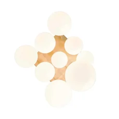 QAZQA Deckenleuchten|Wohnzimmerlampen*Moderne Deckenleuchte Gold mit Opalglas 9 Lichter - Athens