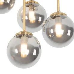 QAZQA Deckenleuchten|Esszimmerlampen*Moderne Deckenleuchte Gold 9-Lichter mit Rauchglas - Athen