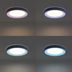 QAZQA Led-Deckenleuchten|Deckenleuchten*Moderne Deckenleuchte Grau mit Weiß 48cm inkl. LED Dimmbar RGB - Kanton