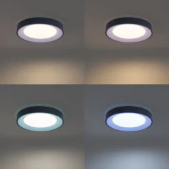 QAZQA Led-Deckenleuchten|Deckenleuchten*Moderne Deckenleuchte Grau mit Weiß 38cm inkl. LED Dimmbar RGB - Kanton