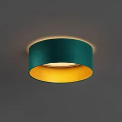 QAZQA Schlafzimmerlampen|Küchenlampen*Moderne Deckenleuchte Grün Samt 40cm inkl. LED 3-Stufen-Dimmbar - Sue