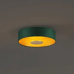 QAZQA Led-Deckenleuchten|Deckenleuchten*Moderne Deckenleuchte Grün Samt inkl. LED 3-Stufen-Dimmbar - Bredow