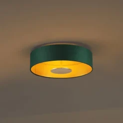 QAZQA Led-Deckenleuchten|Deckenleuchten*Moderne Deckenleuchte Grün Samt inkl. LED 3-Stufen-Dimmbar - Bredow