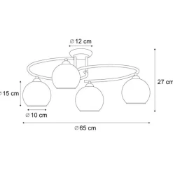 QAZQA Schlafzimmerlampen|Küchenlampen*Moderne Deckenleuchte Messing mit Bernsteinglas 4-flammig - Alanis