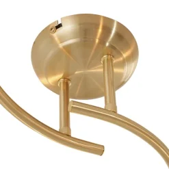 QAZQA Schlafzimmerlampen|Küchenlampen*Moderne Deckenleuchte Messing mit Bernsteinglas 4-flammig - Alanis