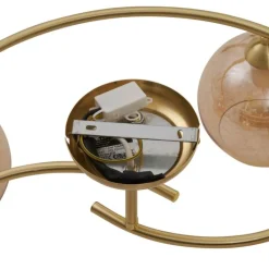 QAZQA Schlafzimmerlampen|Küchenlampen*Moderne Deckenleuchte Messing mit Bernsteinglas 4-flammig - Alanis