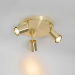 QAZQA Deckenstrahler|Aufbaustrahler*Moderne Deckenleuchte Messing verstellbar rund 3 Lichter - Java