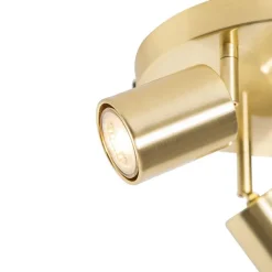 QAZQA Deckenstrahler|Aufbaustrahler*Moderne Deckenleuchte Messing verstellbar rund 3 Lichter - Java