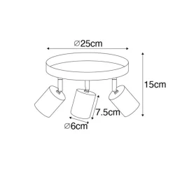 QAZQA Deckenstrahler|Aufbaustrahler*Moderne Deckenleuchte Messing verstellbar rund 3 Lichter - Java