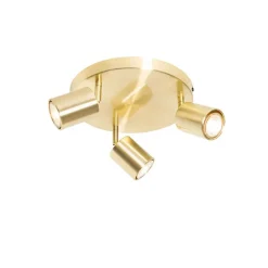 QAZQA Deckenstrahler|Aufbaustrahler*Moderne Deckenleuchte Messing verstellbar rund 3 Lichter - Java