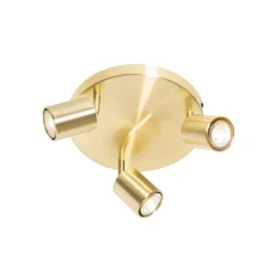 QAZQA Deckenstrahler|Aufbaustrahler*Moderne Deckenleuchte Messing verstellbar rund 3 Lichter - Java