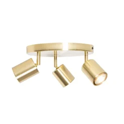 QAZQA Deckenstrahler|Aufbaustrahler*Moderne Deckenleuchte Messing verstellbar rund 3 Lichter - Java