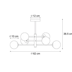 QAZQA Schlafzimmerlampen|Küchenlampen*Moderne Deckenleuchte Messing mit bernsteinfarbenem Glas 6-flammig - Ryan