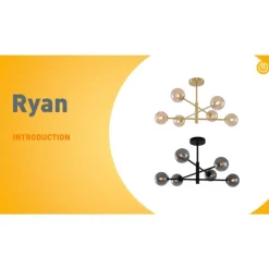 QAZQA Schlafzimmerlampen|Küchenlampen*Moderne Deckenleuchte Messing mit bernsteinfarbenem Glas 6-flammig - Ryan