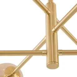 QAZQA Schlafzimmerlampen|Küchenlampen*Moderne Deckenleuchte Messing mit bernsteinfarbenem Glas 6-flammig - Ryan