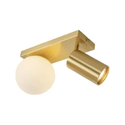 QAZQA Deckenleuchten|Wohnzimmerlampen*Moderne Deckenleuchte Messing 2-flammig neigbar - Lesly