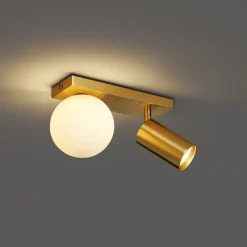 QAZQA Deckenleuchten|Wohnzimmerlampen*Moderne Deckenleuchte Messing 2-flammig neigbar - Lesly