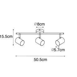 QAZQA Deckenstrahler|Aufbaustrahler*Moderne Deckenleuchte Messing 3-flammig verstellbar - Jeana