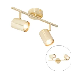 QAZQA Schlafzimmerlampen|Küchenlampen*Moderne Deckenleuchte Messing 2-flammig verstellbar - Jeana