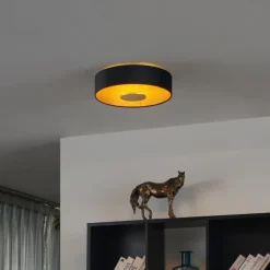 QAZQA Led-Deckenleuchten|Deckenleuchten*Moderne Deckenleuchte Schwarz Samt inkl. LED 3-Stufen Dimmbar - Bredow