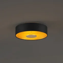 QAZQA Led-Deckenleuchten|Deckenleuchten*Moderne Deckenleuchte Schwarz Samt inkl. LED 3-Stufen Dimmbar - Bredow