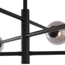 QAZQA Schlafzimmerlampen|Küchenlampen*Moderne Deckenleuchte Schwarz mit Rauchglas 6-flammig - Ryan