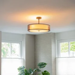 QAZQA Schlafzimmerlampen|Küchenlampen*Moderne Deckenleuchte schwarz-weiß 50 cm 3-flammig - Drum Duo