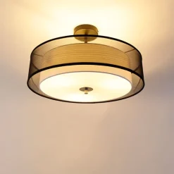 QAZQA Schlafzimmerlampen|Küchenlampen*Moderne Deckenleuchte schwarz-weiß 50 cm 3-flammig - Drum Duo